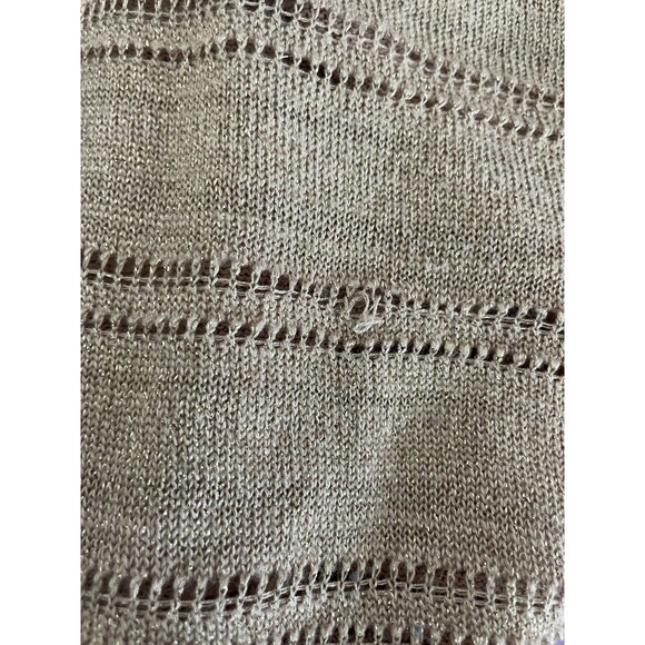 GUESS Vesper High Low Stripe Sweater Pullover Knit Top Metallic Rose Gold XS - Picture 7 of 16